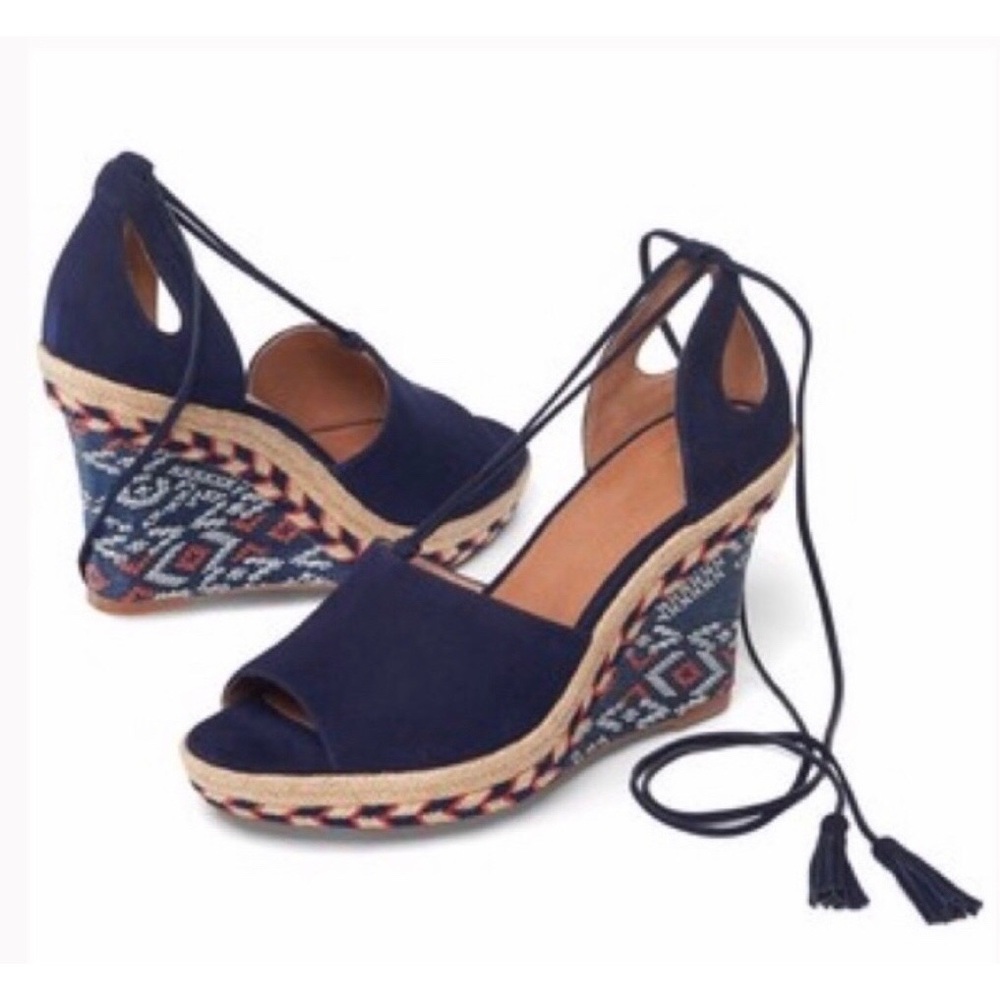 CAbi Navy Blue Isla Wedge Shoe